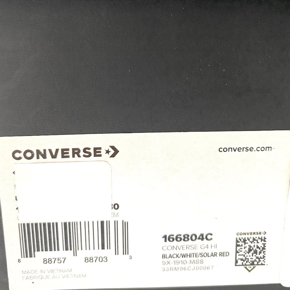 Converse G4 Eva Hi Top Sneakers Men's Lace Basketball White Black Canvas 166804C - Picture 8 of 9